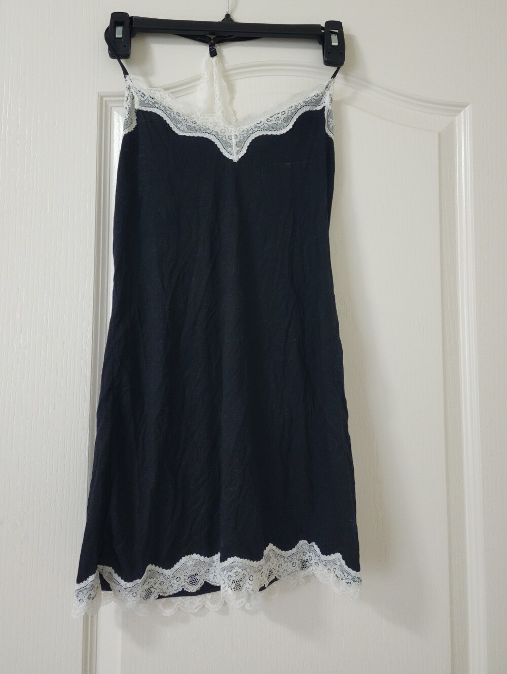 Black Sleep Dress With White Lace